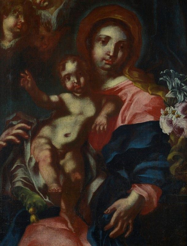 Scuola Genovese, XVII Sec. - Madonna Col Bambino