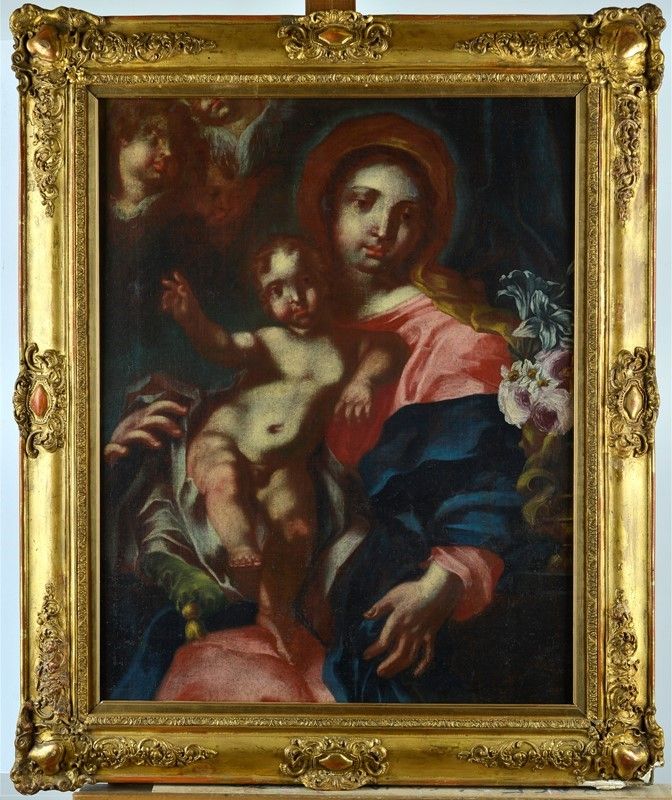 Scuola Genovese, XVII Sec. - Madonna Col Bambino