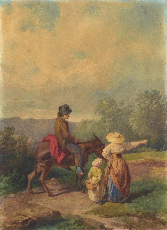 Marco De Gregorio - Landscape with wayfarer and figures