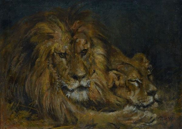Attr. a Giuseppe Palizzi - Leoni 