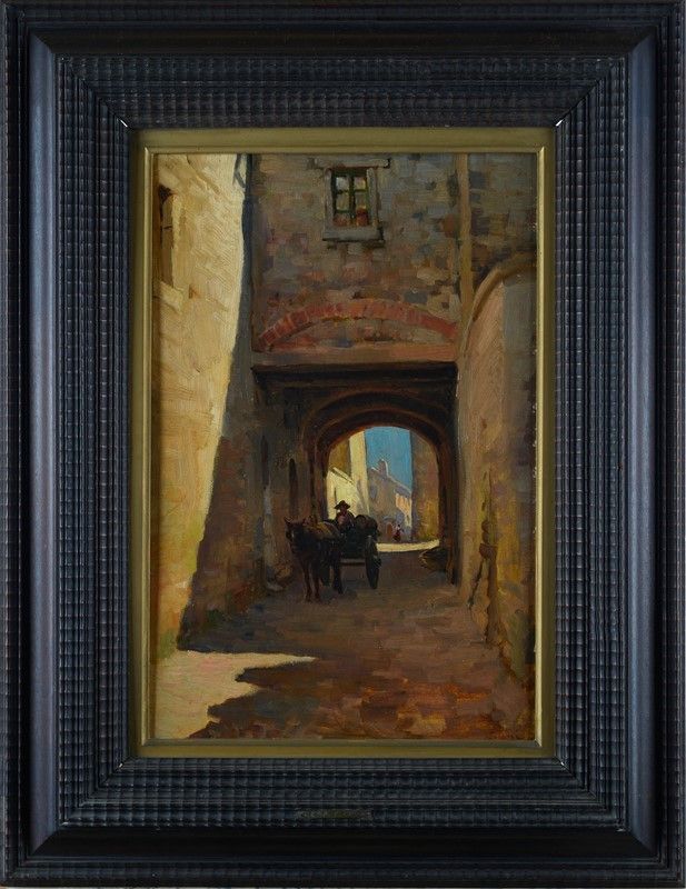 Anonimo, XIX Sec. - Mattina a San Gimignano