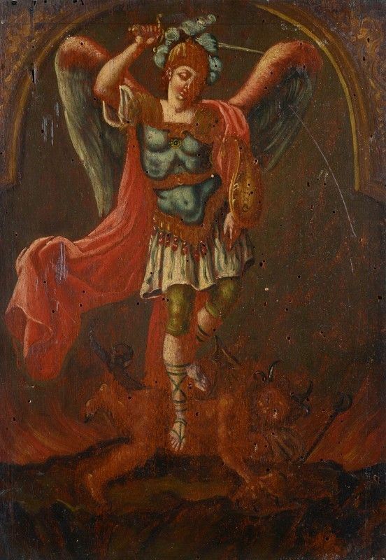 Anonimo, XVIII Sec. - L'arcangelo Michele Sottomette il Diavolo