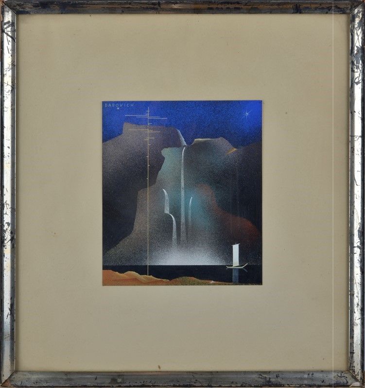 Giorgio Dabovich - Paesaggio con Barche e Cascate