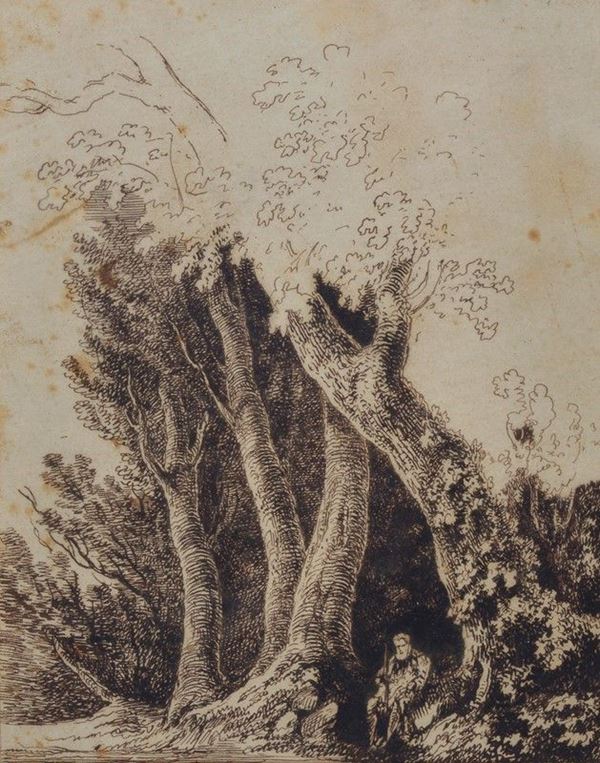 Anonimo, XIX sec. - Eremita nella foresta