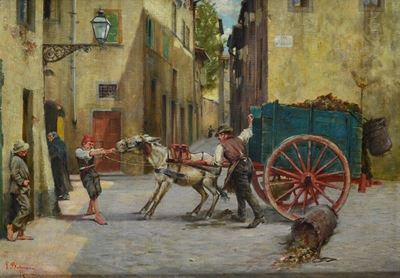 Scena di Vita Quotidiana tra i Vicoli di Roma