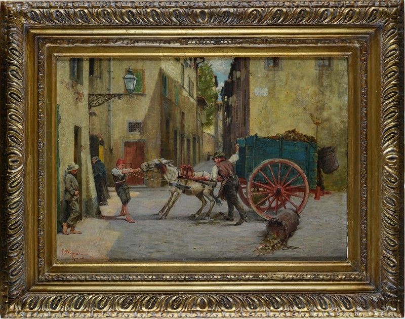 Pietro Barucci - Scena di Vita Quotidiana tra i Vicoli di Roma