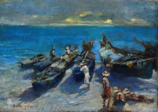 Alceste Campriani - Pescatori e barche