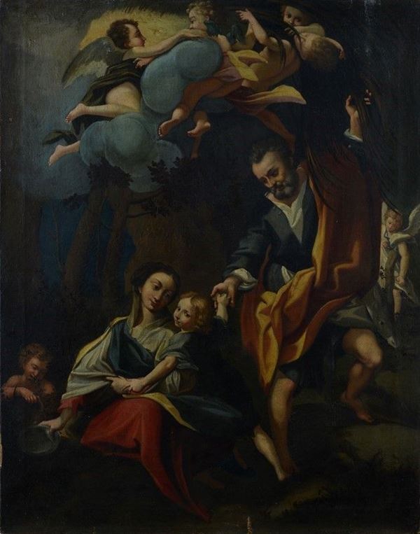 Anonimo, XVII sec. - Riposo durante la Fuga in Egitto (copia da Correggio)