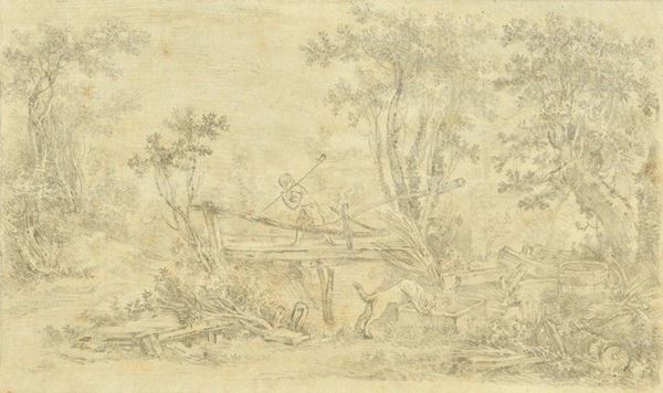 Scuola Veneta, XVIII sec. - Paesaggio con bambino e cane