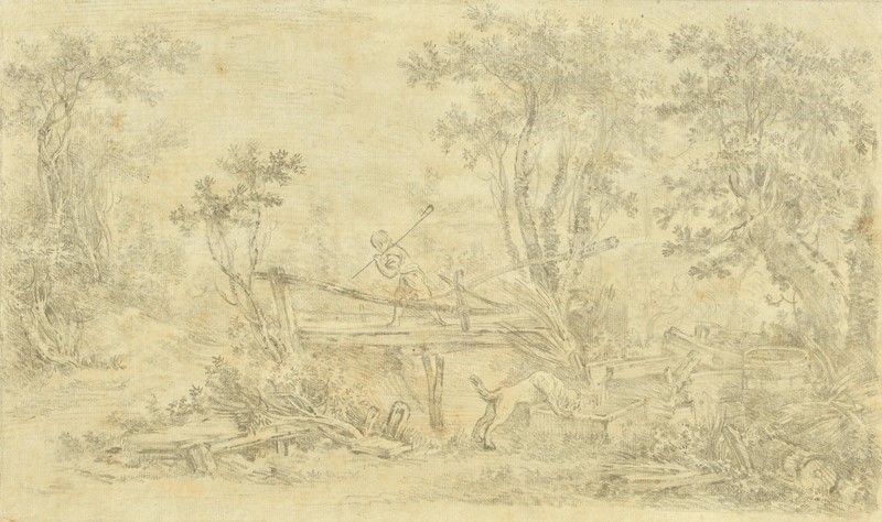 Scuola Veneta, XVIII Sec. - Paesaggio con Bambino e Cane