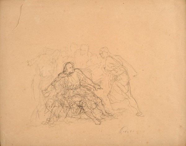 Attr. a Giovanni Carnovali detto il Piccio - Studies for historical compositions (front and back)