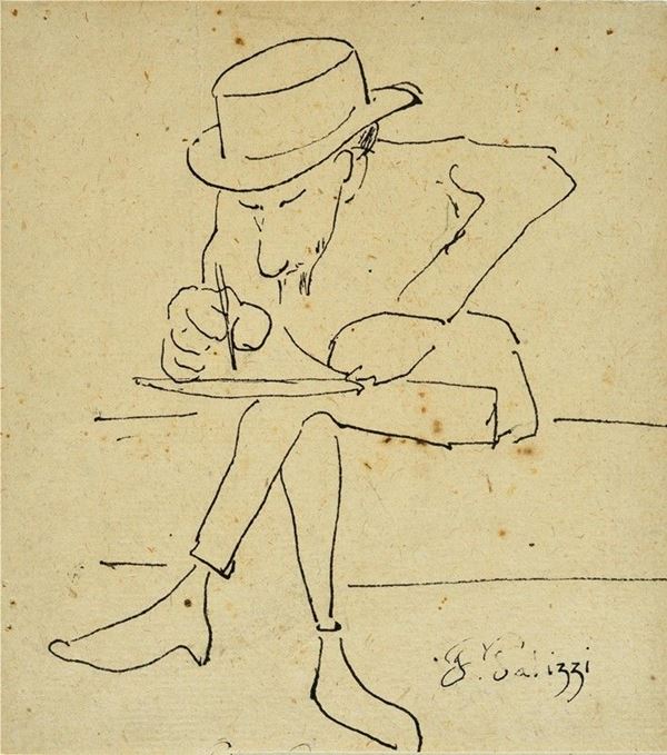Filippo Palizzi : Self-loading  - Ink on paper - Auction AUTHORS OF XIX AND XX CENTURY - II - Galleria Pananti Casa d'Aste
