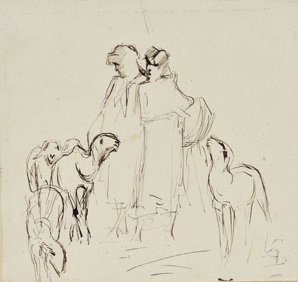 Giovanni Segantini - Studio per pastorelle con gregge