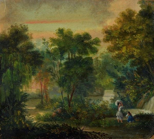 Scuola Francese, XIX sec. - Figure nel paesaggio