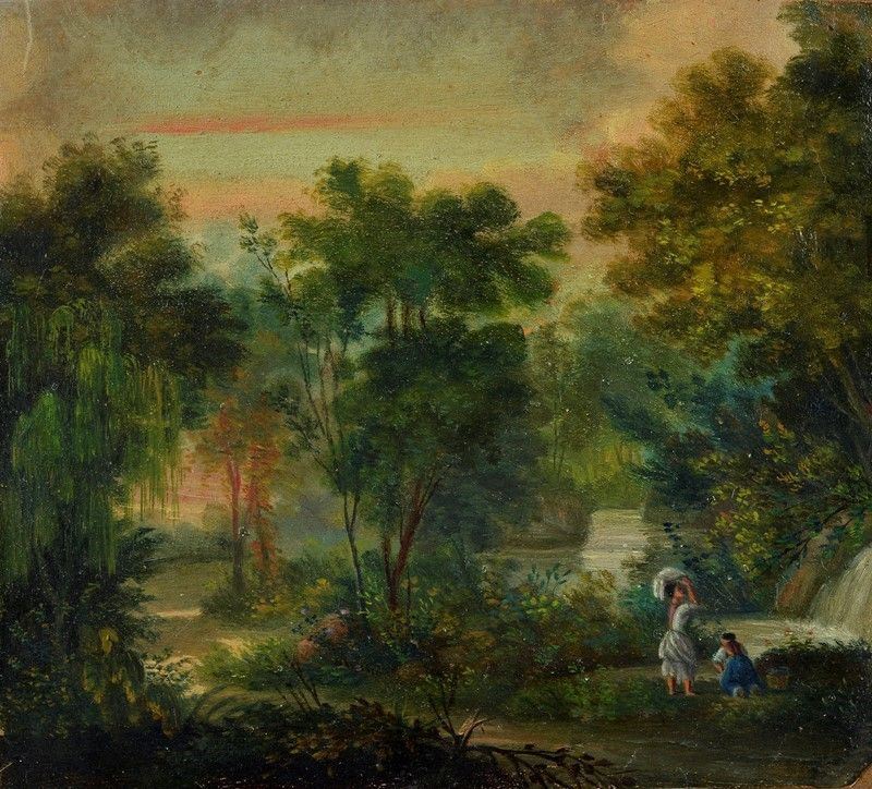 Scuola Francese, XIX Sec. - Figure nel Paesaggio