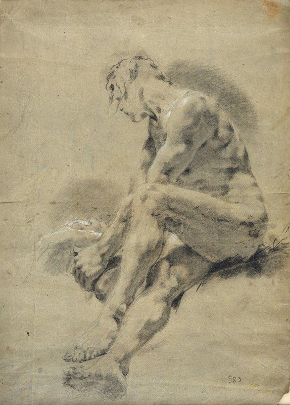 Attr. a Giovanni Battista Piazzetta - Nudo seduto