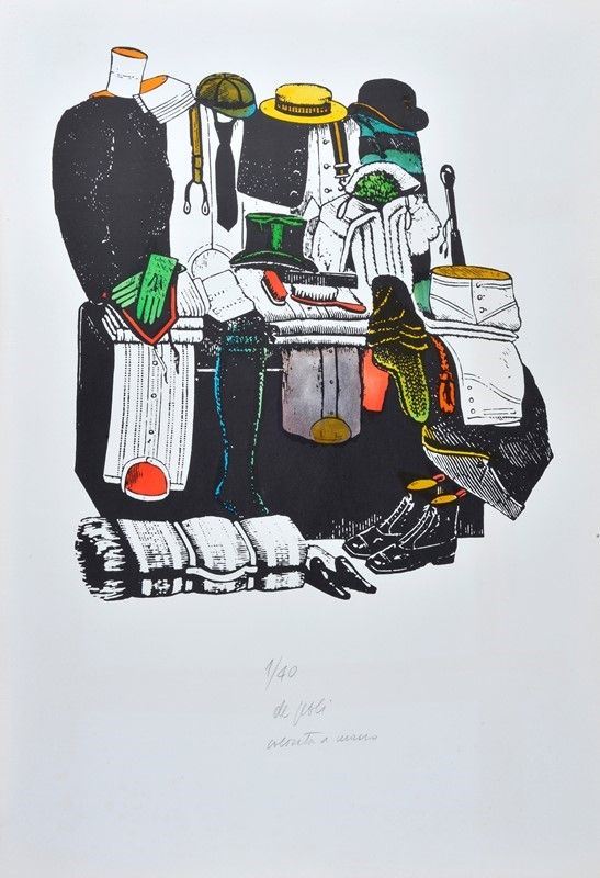 Fabio De Poli :  Senza titolo  - Litografia colorata a mano - Asta GRAFICA E MULTIPLI - Galleria Pananti Casa d'Aste