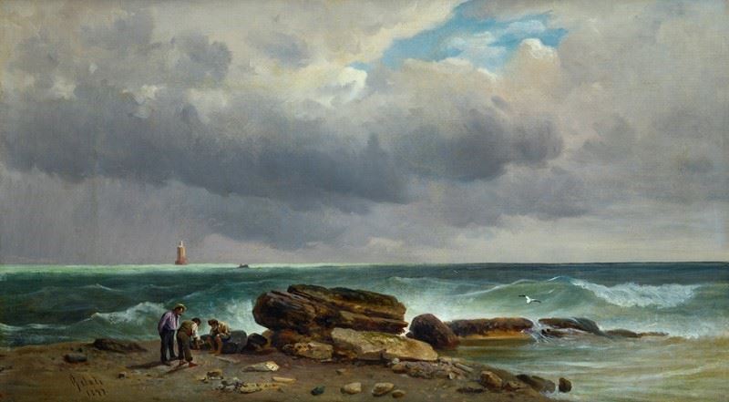 Lorenzo Gelati - Marina con Pescatori