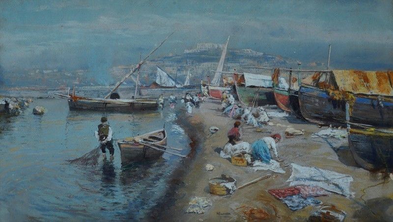 Attilio Pratella - Marina con Pescatori