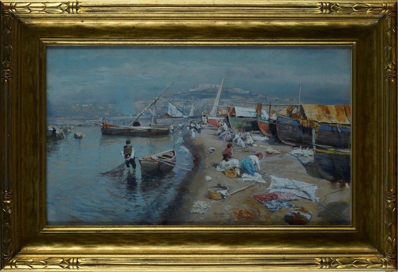 Attilio Pratella - Marina con Pescatori