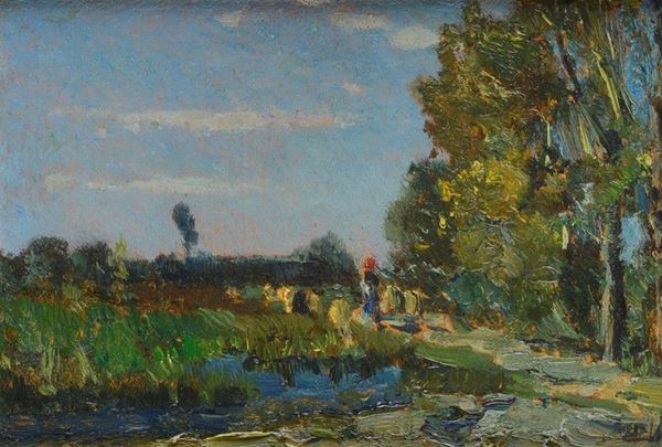 Beppe Ciardi - Landscape with figure