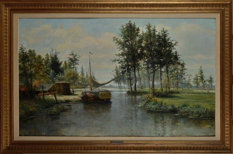 Attr. a Charles-françois Daubigny - Barcone sul Fiume