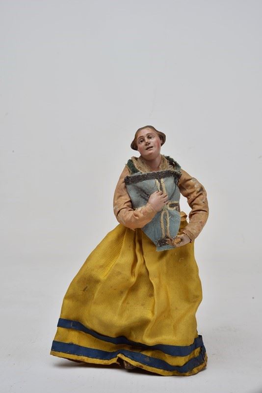 Scuola Italia Meridionale, XVIII sec. : Pastorella  - Terracotta - Asta ANTIQUARIATO - I - Galleria Pananti Casa d'Aste