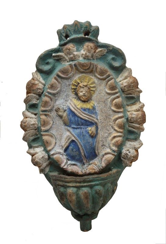 Acquasantiera  - Terracotta sovradipinta a freddo - Auction ANTIQUES - Galleria Pananti Casa d'Aste