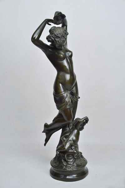 Nudo Femminile con Fiori e Putto