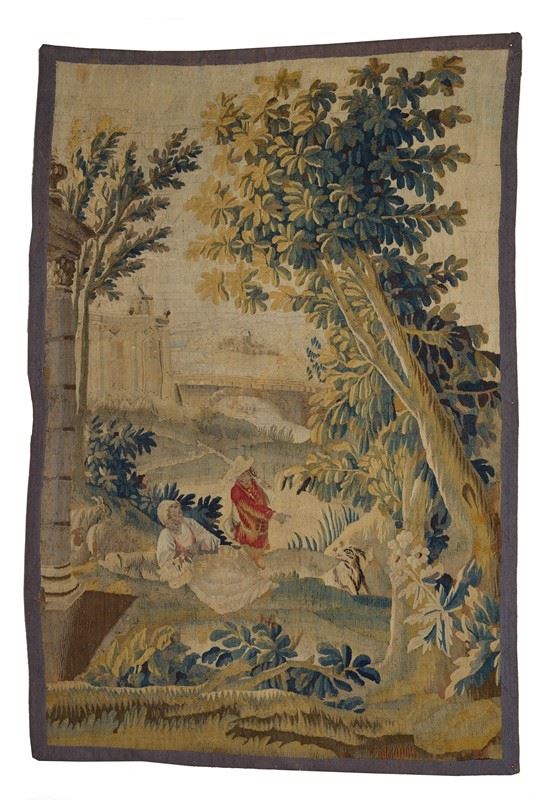 Manifattura Fiamminga, XVIII - XIX sec. : Paesaggio con figure  - Arazzo - Asta ANTIQUARIATO - I - Galleria Pananti Casa d'Aste