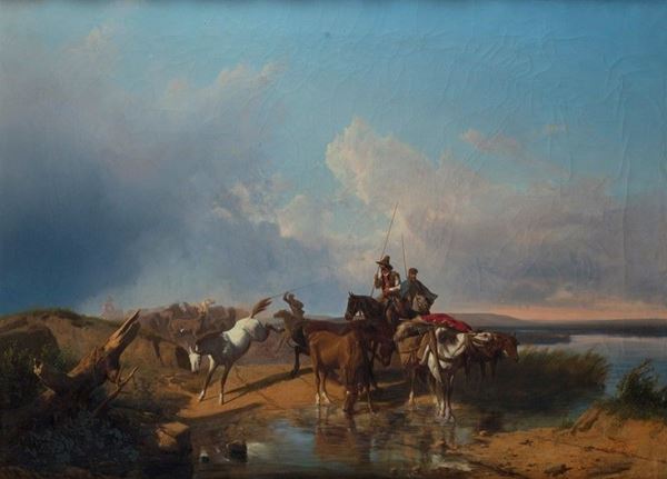 Andreas Mark&#242; - Paesaggio con butteri a cavallo