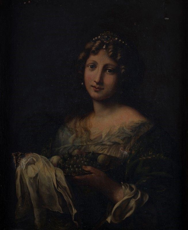 Attr. a Onorio Marinari - Donna con Cestino di Uva e Fichi