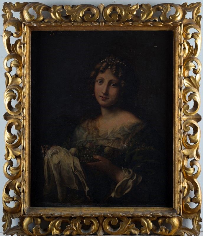 Attr. a Onorio Marinari - Donna con Cestino di Uva e Fichi