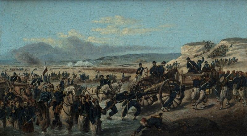 Scuola Francese, XIX Sec. - Sbarco in Crimea