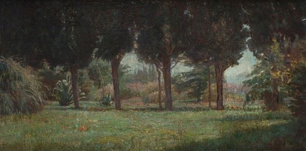 Anonimo, XIX sec. - Paesaggio toscano in estate