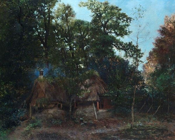 Scuola Francese, XIX sec. - Capanne nella foresta