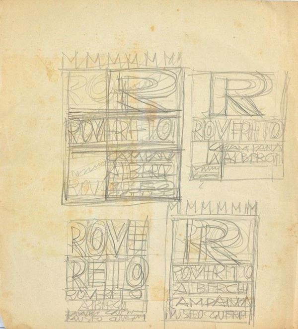 Fortunato Depero - Campana Rovereto hotels (study for poster design)