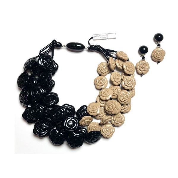 ANGELA CAPUTI - Necklace and earrings from the &quot;Rose&quot; collection