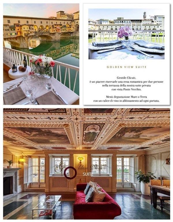 GOLDEN VIEW - Pernottamento in suite e cena romantica per due persone in una terrazza privata con vista Ponte Vecchio