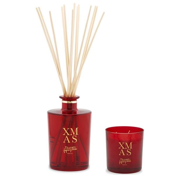 TEATRO - FRAGRANZE UNICHE - Diffusore ambiente XMAS nel formato ml 1500 - Candela XMAS nel formato g 750