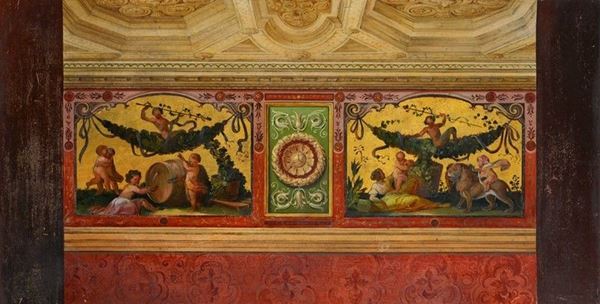 Scuola Italiana, inizi XIX sec. - Study for Fresco with Scenes from Bacchanalia