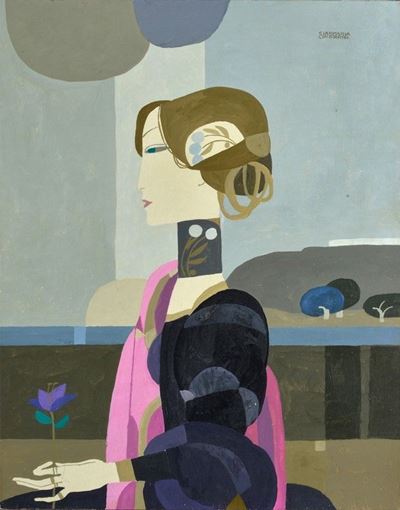Profilo di Donna con Fiore