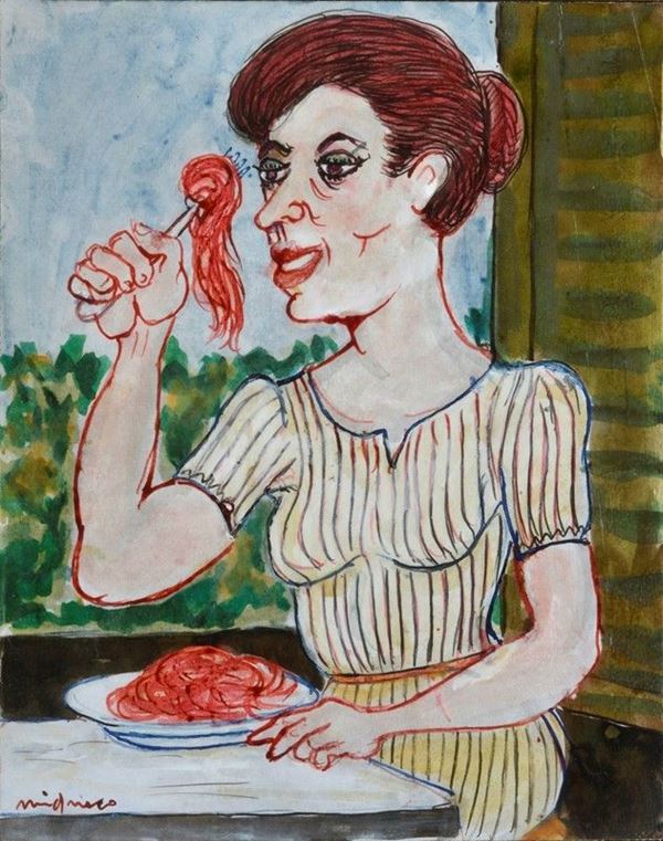 Giuseppe Migneco - Mangiatrice di spaghetti