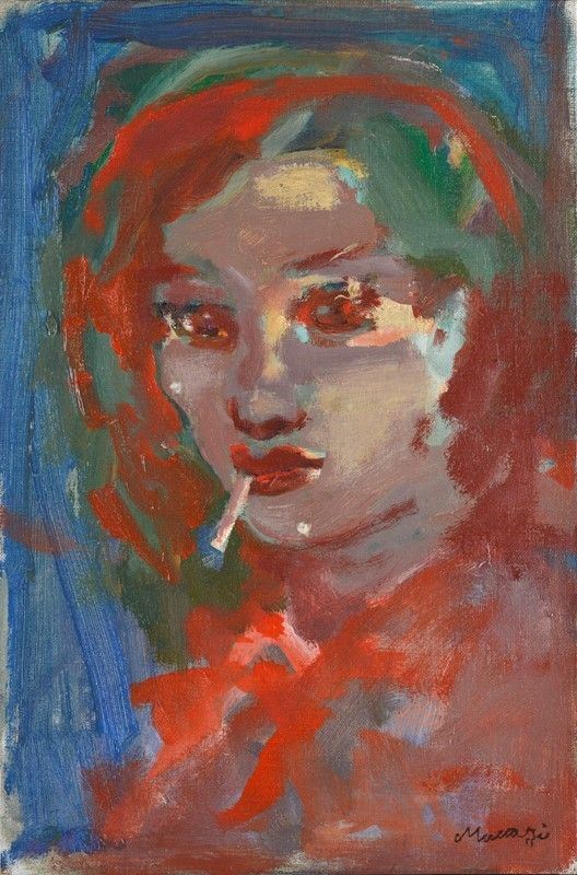 Mino Maccari - Ragazza con sigaretta
