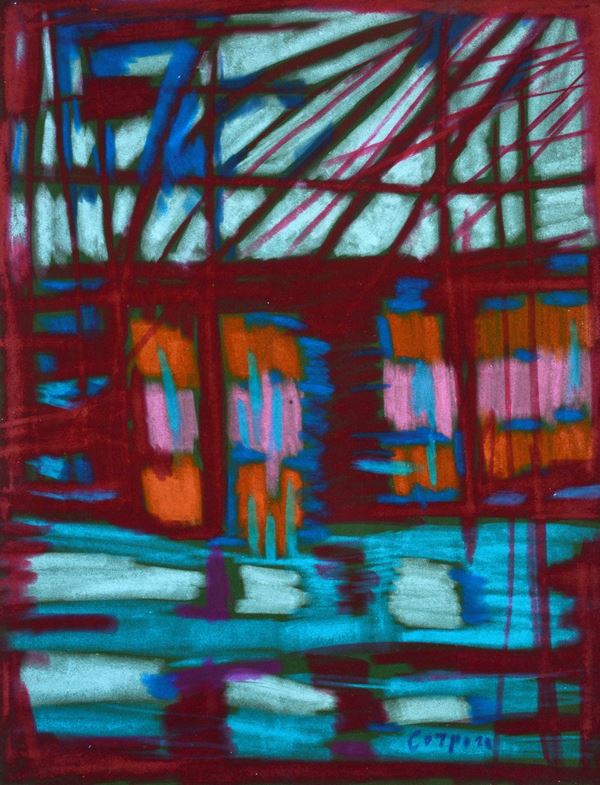 Antonio Corpora : Senza titolo  (1974)  - Pastelli colorati su carta velluto - Asta ARTE MODERNA E CONTEMPORANEA - II - Galleria Pananti Casa d'Aste