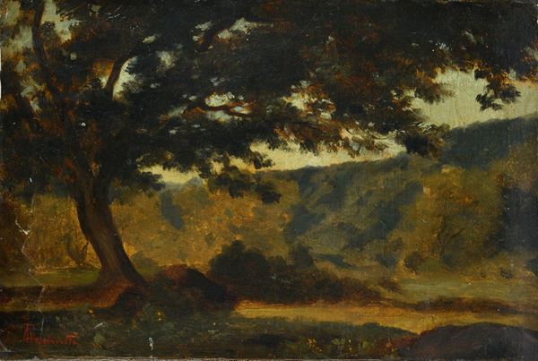 Attr. a Achille Tominetti - Paesaggio con albero