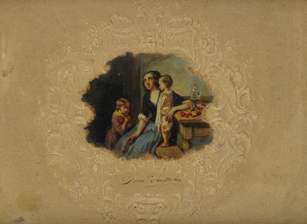 Anonimo, XIX sec. - Madre con figli
