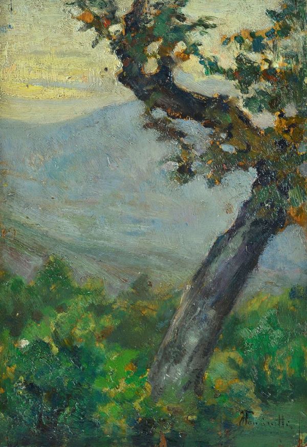 Attr. a Achille Tominetti - Paesaggio con albero