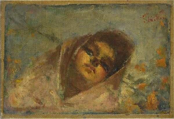 Salvatore Balsamo - Volto di fanciulla con fiori