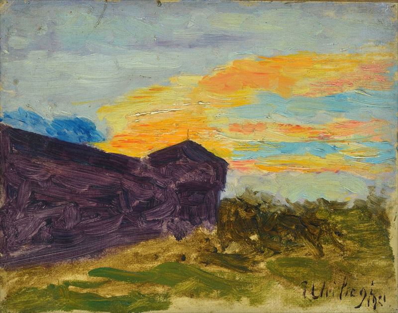 Anonimo, XX Sec. - Paesaggio al Tramonto